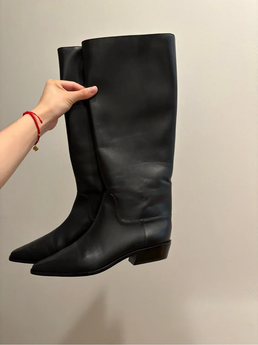 Reformation Black Over-The-Knee Leather Boots